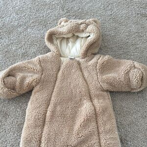 Tan Sherpa Baby Suit with Hood